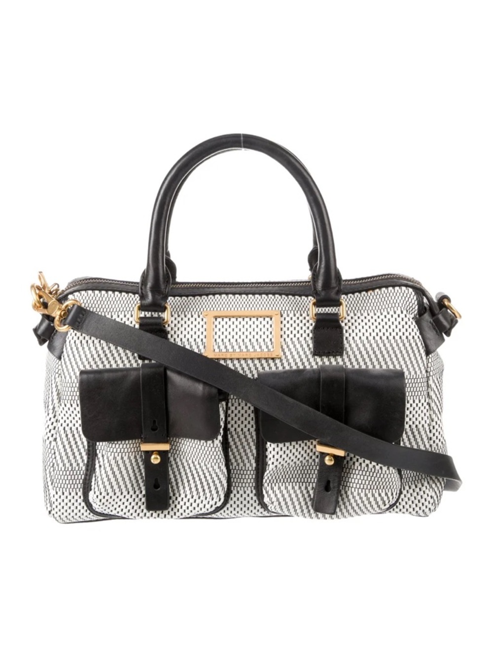 Marc by Marc Jacobs Werdie Weavy White & Black Woven Leather Satchel Bag